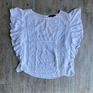 American Eagle White Ruffle Blouse